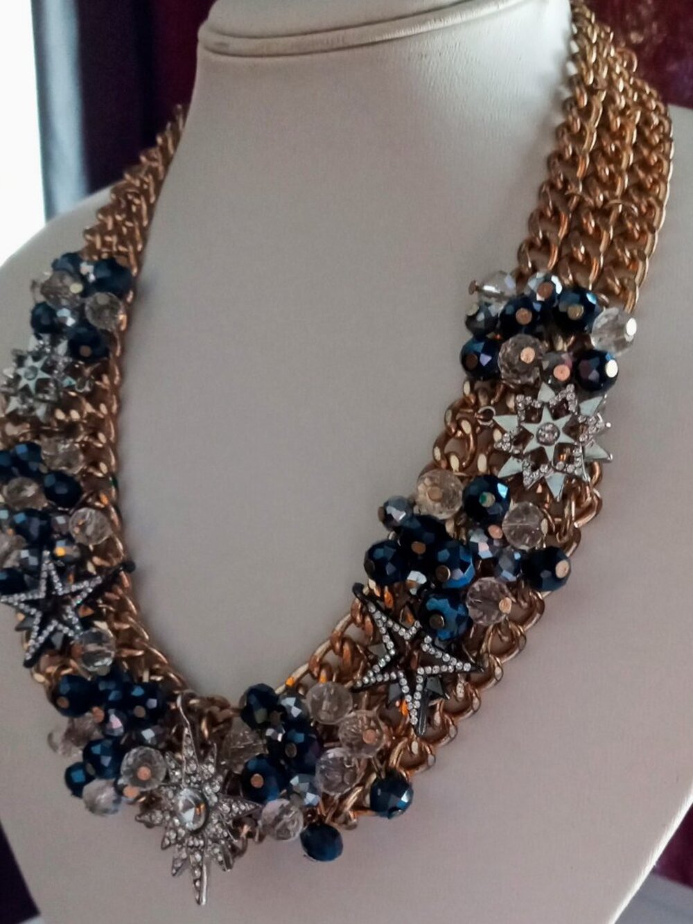 ⭐️HOST PICK! Stunning Starburst Statement Chunky Necklace Black Gold Silver Glam - Picture 3 of 15